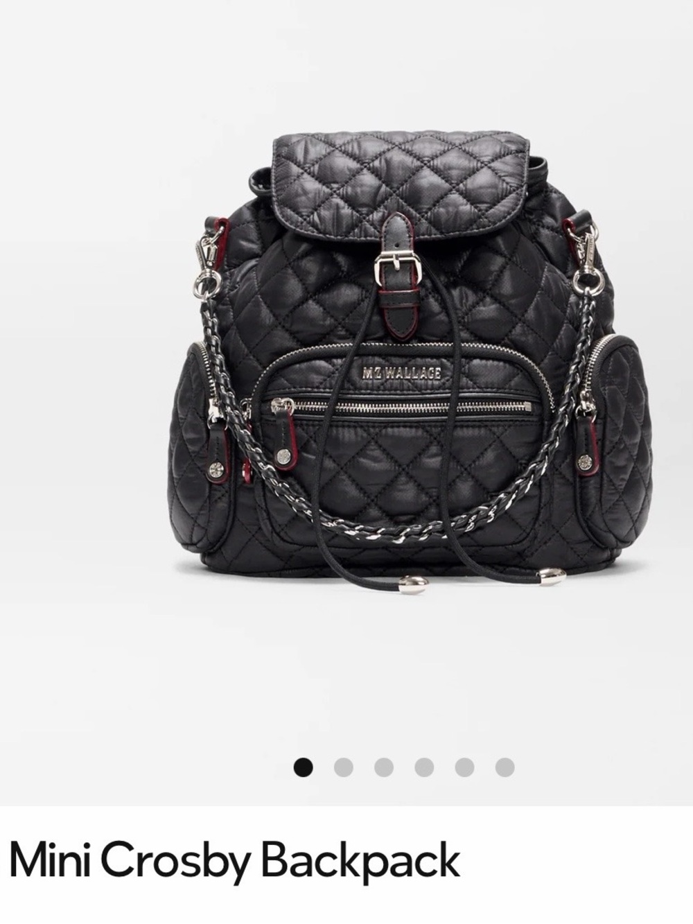 MZ Wallace Black Quilted Mini Crosby Backpack